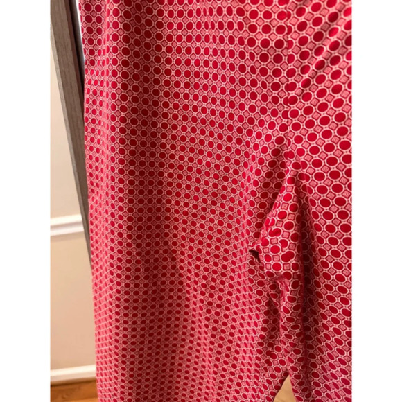 Women's Talbots Red White Pants Size 10 Talbots Womens Red Geometric Print Back - Picture 2 of 5